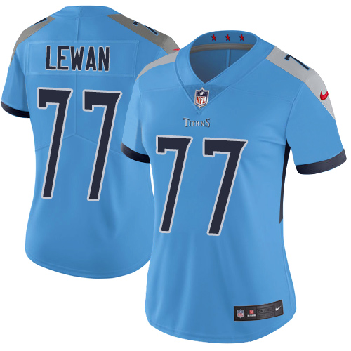 Nike Titans #77 Taylor Lewan Light Blue Team Color Women's Stitched NFL Vapor Untouchable Limited Jersey